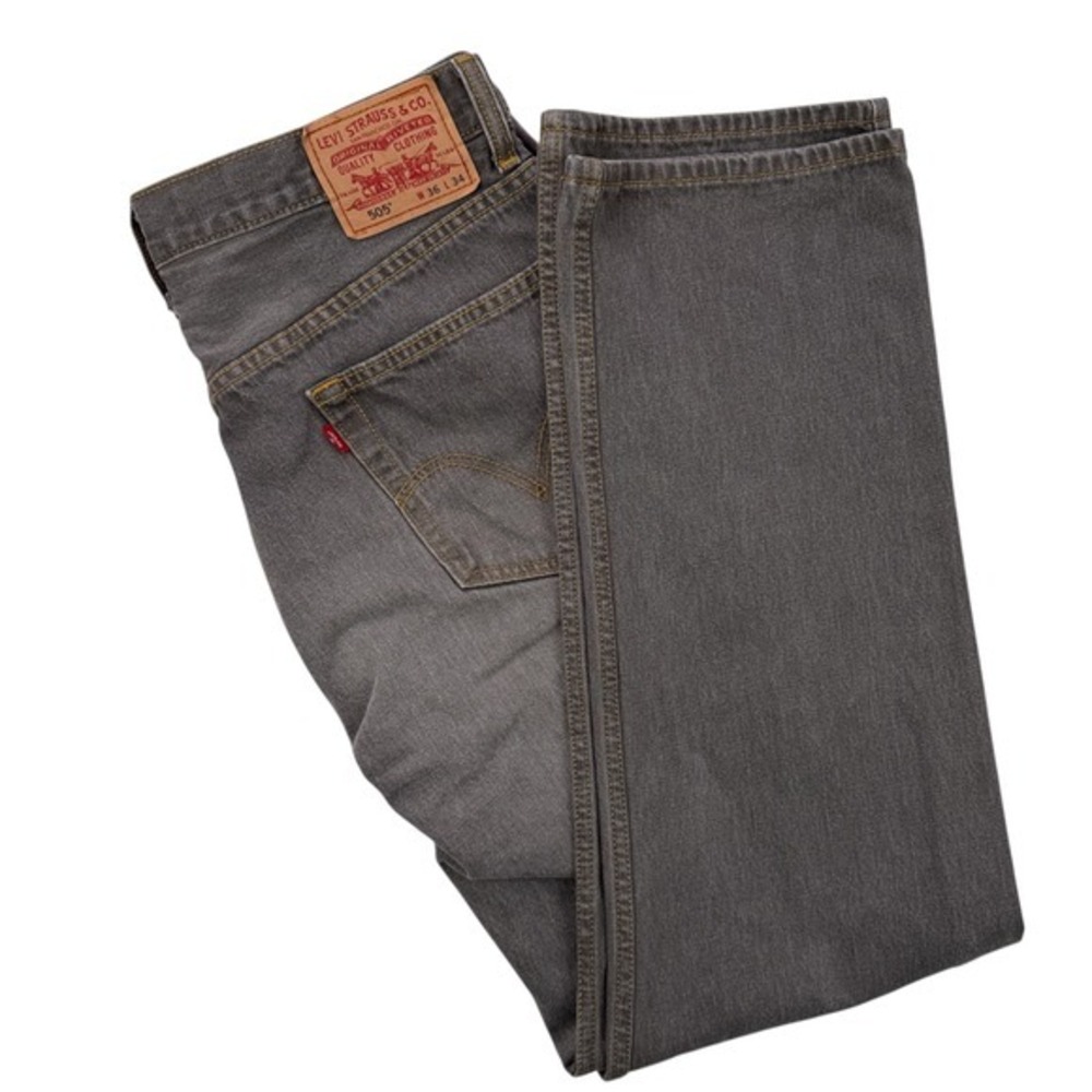 Levi's 505 Regular Fit Gray Jeans W36‎ L34 Men's 100% Cotton Denim Z113